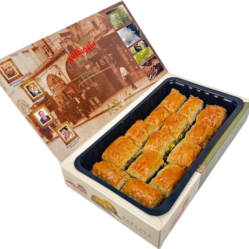 Gulluoglu berühmtes türkisches Pistazien-Baklava 14 Stück (500 gr), frischer versand aus Istanbul von SINCE 1871 GÜLLÜOGLU