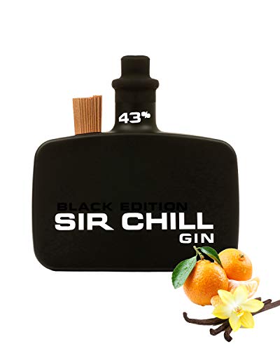 Sir Chill Gin Black Edition, belgischer Premium Dry Gin mit feinem Tabak Aroma, 0,5 l Glasflasche, 43% Alkohol von SIR CHILL