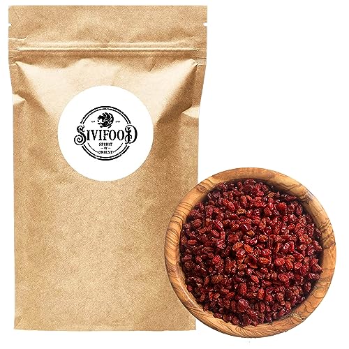 SIVIFOOD Berberitzen 1kg Vorteilspack - getrocknete Berberitzen-Beeren in Premium Qualität - vegan und naturbelassen Sauerdorn Zereshk Berberitze Berberis getrocknet Trockenobst dried barberries von SIVIFOOD SPIRIT - Of - ORIENT