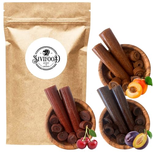 SIVIFOOD Fruchtleder Lavashak 3er-Pack Mix 300g - Mischung der beliebten Geschmackssorten Sauerkirsche Aprikose & Pflaume im Probierpack hauchdünne Fruchtrollen getrocknete gepresste Obstpaste SIVIFOOD Fruchtleder Lavashak 3er-Pack Mix 300g - Mischung der beliebten Geschmackssorten Sauerkirsche Aprikose & Pflaume im Probierpack hauchdünne Fruchtrollen getrocknete gepresste Obstpaste von SIVIFOOD SPIRIT - Of - ORIENT
