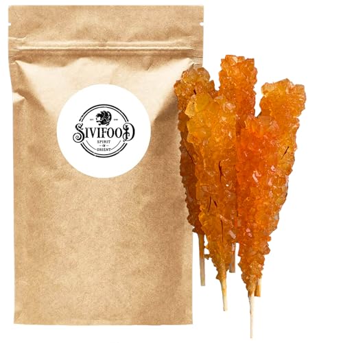 SIVIFOOD Kandiszucker Sticks mit Safran 10 Stück - goldener Kandis am Stiel für Tee Nabat Saffron Zucker am Stab Kaffee Kandissticks zum verschenken Geschenk Dekoration Stäbchen Weihnachten von SIVIFOOD SPIRIT - Of - ORIENT