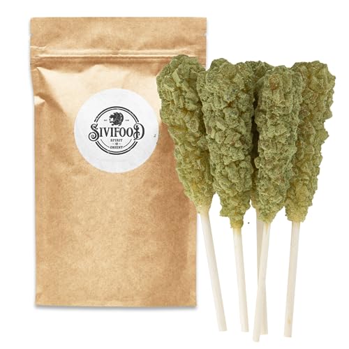 SIVIFOOD Kandiszucker Sticks mit Minze 10 Stück - goldener Kandis am Stiel für Tee grüne Minze Zucker am Stab Kandissticks zum verschenken Pfefferminz Mint Peppermint Geschenk Dekoration Stäbchen von SIVIFOOD SPIRIT - Of - ORIENT