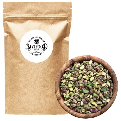 SIVIFOOD halbierte Pistazienkerne 500g - Pistazien Snack grün naturbelassen halbiert ungesalzen unbehandelt zum Backen in Premium Qualität vegan Topping für Baklava Kuchen Eis pistachio kernels von SIVIFOOD SPIRIT - Of - ORIENT