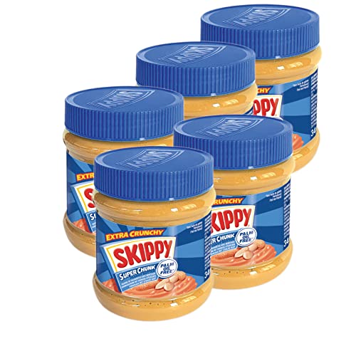 SKIPPY 5x 340g Erdnussbutter "Super Chunk" | Peanutbutter Ohne Palmöl | mit Erdnuss-Stückchen | 91% Erdnüsse | Crunchy Peanut Butter von SKIPPY