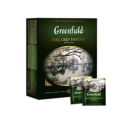 GREENFIELD EARL GREY FANTASY | 100 Teebeutel | Aromatisierter Schwarzer Tee, Bergamottengeschmack | Gluten-frei, Koscher | Flavoured Black Tea von Greenfield