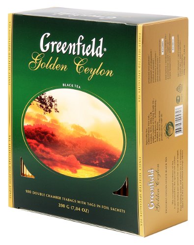 Greenfield Golden Ceylon, Schwarzer Ceylon Tee, Single Origin, Pure Sri Lanka Black Tea 100 Teebeutel, tea bags, 100 Tassen, 200g von Greenfield