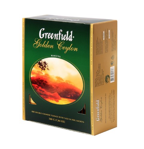 Greenfield Golden Ceylon, Schwarzer Ceylon Tee, Single Origin, Pure Sri Lanka Black Tea 100 Teebeutel, tea bags, 100 Tassen, 200g von Greenfield