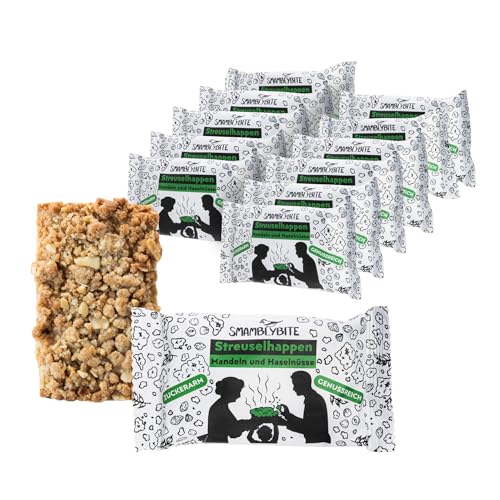 SMAMBLYBITE Streuselhappen | Low Sugar Crumble Bar | Energieriegel | Mandeln und Haselnüsse | 12 Stück SMAMBLYBITE Streuselhappen | Low Sugar Crumble Bar | Energieriegel | Mandeln und Haselnüsse | 12 Stück von SMAMBLYBITE