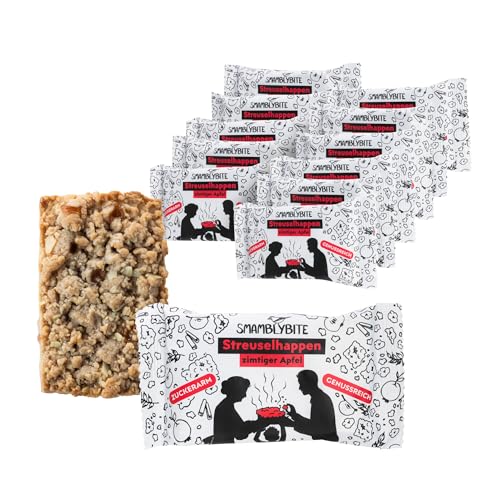 SMAMBLYBITE Streuselhappen | Low Sugar Crumble Bar | Zimtiger Apfel | Zuckerarmer Snack | 12 Stück SMAMBLYBITE Streuselhappen | Low Sugar Crumble Bar | Zimtiger Apfel | Zuckerarmer Snack | 12 Stück von SMAMBLYBITE