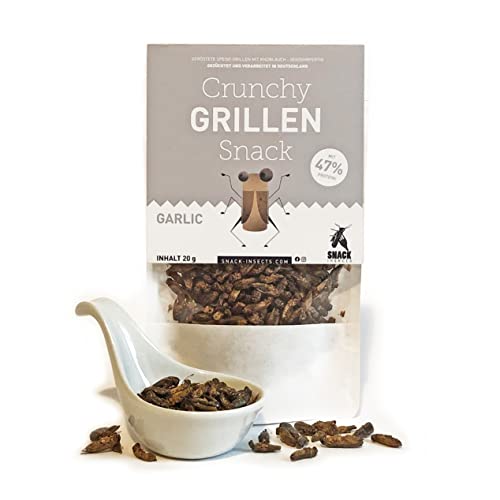 Crunchy Grillen 'Garlic' - 20g Insekten Snack zum Sofortverzehr oder als Kochzutat - Insektensnack von 'SNACK insects' von SNACK insects