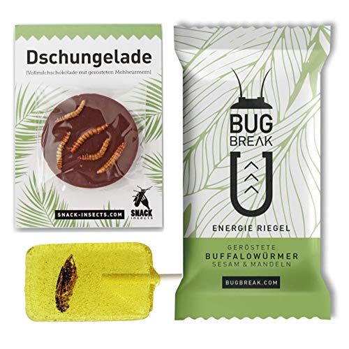 Essbare Insekten Snack-Set: Insektenriegel, Insektenlutscher & Insektenschokolade - Insekten zum Essen von SNACK insects von SNACK insects