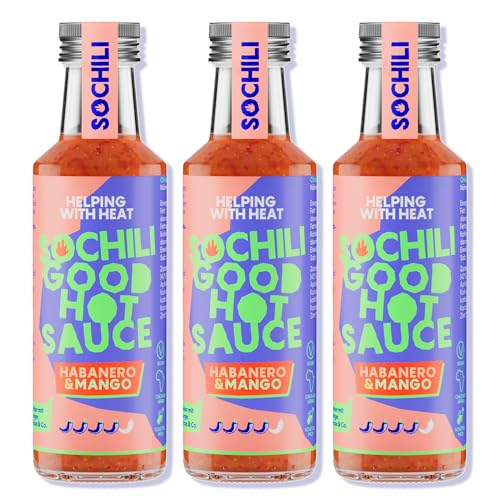 SOCHILI GOOD SET | Dreierpack: 3x Bio-Saucen der Sorte Habanero & Mango | Extreme Schärfe | Geschenkset | Bio, fair & vegan von SOCHILI