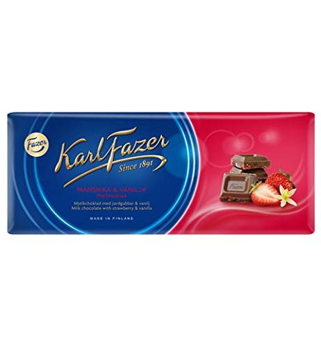 Fazer Karl Fazer Strawberry and vanilla in milk Schokolade 1 Bar of 190g SÖPÖSÖPÖ pack (SOPOSOPO) von SÖPÖSÖPÖ