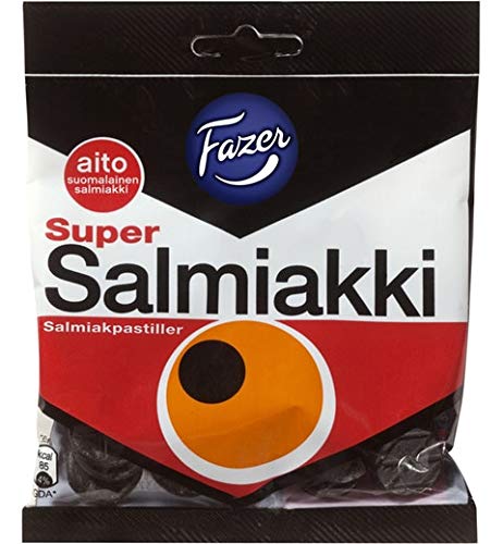 Fazer Super Salmiakki Salmiak Lakritze 12 Packungen of 80g SÖPÖSÖPÖ pack (SOPOSOPO) von SÖPÖSÖPÖ