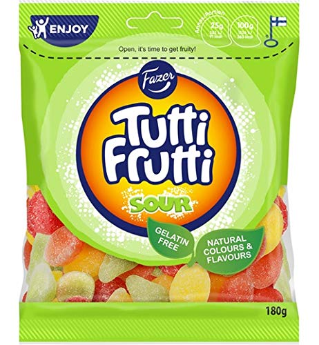 Fazer Tutti Frutti Sour Gummiartig 10 Packungen of 180g SÖPÖSÖPÖ pack (SOPOSOPO) von SÖPÖSÖPÖ