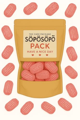 SÖPÖSÖPÖ Scandinavian Treat Pack – Mansikkajauhis – 150g Nordische Süßigkeitentüte – Erdbeerbonbons mit Pulverfüllung – Hergestellt in Finnland – soposopo Pack von SÖPÖSÖPÖ