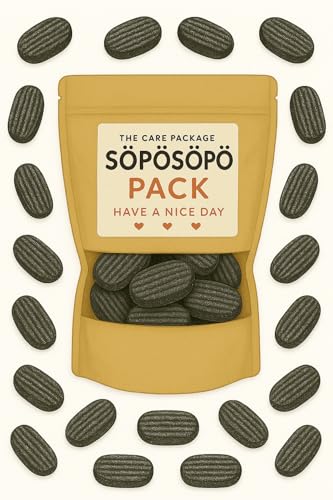SÖPÖSÖPÖ Scandinavian Treat Pack – Salmiakkijauhis – 150g Nordische Süßigkeitentüte – Harte Salzlakritze mit Pulverfüllung – Finnischer Klassiker – Vegan-freundlich – soposopo Pack von SÖPÖSÖPÖ
