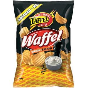 Taffel Waffel sour cream & black pepper flavored chips 1 Pack of 325g 11.5oz Taffel Waffel sour cream & black pepper flavored chips 1 Pack of 325g 11.5oz von SÖPÖSÖPÖ