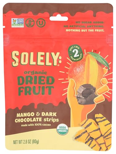 Solely Getrocknete Bio-Mango-Streifen, geträufelt mit 100 % Kakao, 8 Beutel Solely Getrocknete Bio-Mango-Streifen, geträufelt mit 100 % Kakao, 8 Beutel von SOLELY