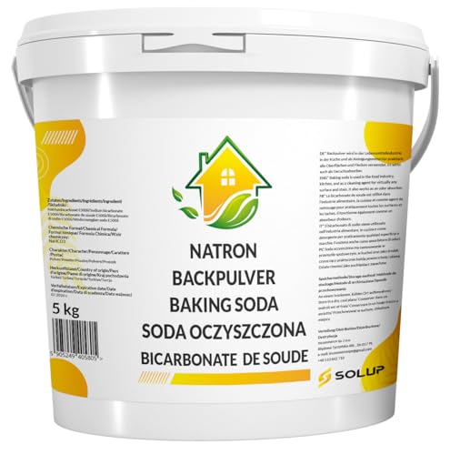 SOLUP Natron Pulver 5 kg I Soda zum Putzen I Natron lebensmittelqualität I Backpulver Großpackung Cleaning powder I Natriumhydrogencarbonat I Waschsoda 5kg SOLUP Natron Pulver 5 kg I Soda zum Putzen I Natron lebensmittelqualität I Backpulver Großpackung Cleaning powder I Natriumhydrogencarbonat I Waschsoda 5kg von SOLUP