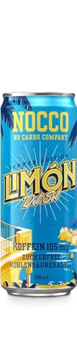 NOCCO BCAA Drink inkl. Pfand - Geschmacksrichtung Apfel - Fitness Drink mit Aloe Vera - Zuckerfrei & Koffeinfrei - No Carbs Company (10 Cans, Limon) von SORINA