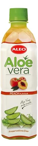 ALEO 0.5L Premium Peach Aloe Vera Drink - Natural, No Preservatives, No Artificial Colors Superior Taste Award 2025 von SORINA