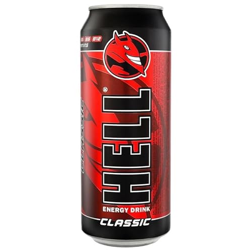 HELL CLASSIC Energy Drink | +20% More Caffeine | Vitamins B2, B3, B6, B12, C & D | No Preservatives | Environmentally Friendly Packaging | 12 x 500 ml | Compatible with HELL Energy von SORINA