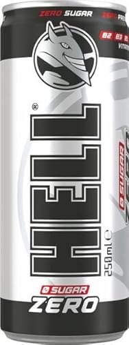 HELL Energy Drink Zero | zuckerfrei | 24 x 250 ml Dosen Multipack | 32 mg/100 ml Koffein | enthält Vitamine B2 B3 B5 B6 B12 | Konservierungsstofffrei | vegan | reduziert Müdigkeit und steigert die von SORINA