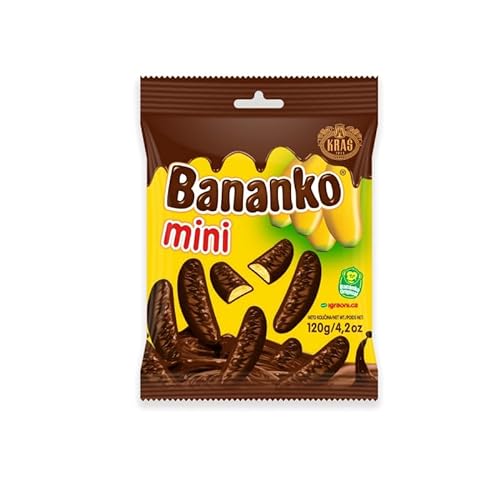 Kraš Bananko 120 g – Unwiderstehlich köstliche Mini-Schaumbananen mit Schokoladenüberzug – Gönnen Sie sich jeden Bissen süßer Glückseligkeit! 5 Stück von SORINA