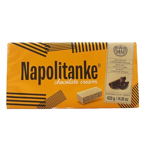 NAPOLITANKE KRAS Premium Waffeln - Premium Waffelkekse mit leckeren Milch-, Schokoladencreme-, Haselnuss-, Zitronen- und Orangenfüllungen - Verschiedene Größen (420 G CHOCOLATE & CREAM, 16 PCS) von SORINA