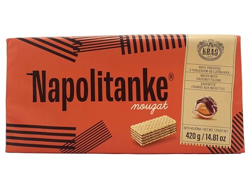 NAPOLITANKE KRAS Premium Waffeln - Premium Waffelkekse mit leckeren Milch-, Schokoladencreme-, Haselnuss-, Zitronen- und Orangenfüllungen - Verschiedene Größen (420 G HAZELNUT, 16 PCS) von SORINA