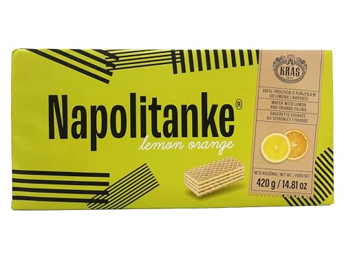 NAPOLITANKE KRAS Premium Waffeln - Premium Waffelkekse mit leckeren Milch-, Schokoladencreme-, Haselnuss-, Zitronen- und Orangenfüllungen - Verschiedene Größen (420 G LEMON & ORANGE, 16 PCS) von SORINA