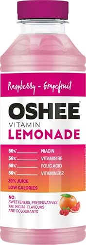 Oshee Vitamin Lemonade, Raspberry & Grapefruit Flavour 555ml (Pack of 6) – Magnesium, Niacin, Pantothenic Acid, Vitamin B6, Folic Acid, Biotin, Vitamin B17 von SORINA