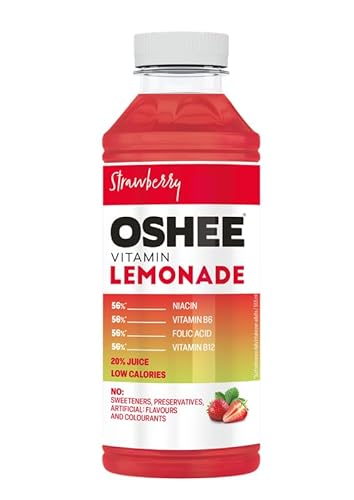 Oshee Vitamin Lemonade, Strawberry Flavour 555ml (Pack of 6) – Magnesium, Niacin, Pantothenic Acid, Vitamin B6, Folic Acid, Biotin, Vitamin B16 von SORINA
