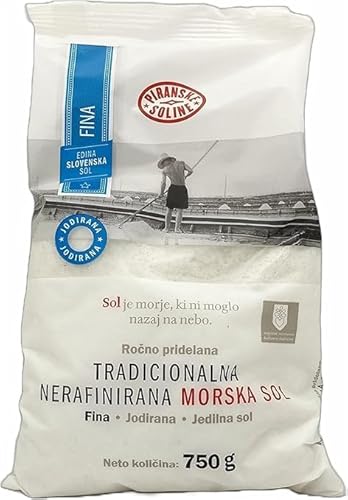 Traditionelles unraffiniertes jodiertes feines Meersalz (1-Pfund-Beutel) – unraffiniertes Meersalz – gut zum Kochen und Tafelsalz (35 Unzen). (750g - 26oz - Iodize) von SORINA
