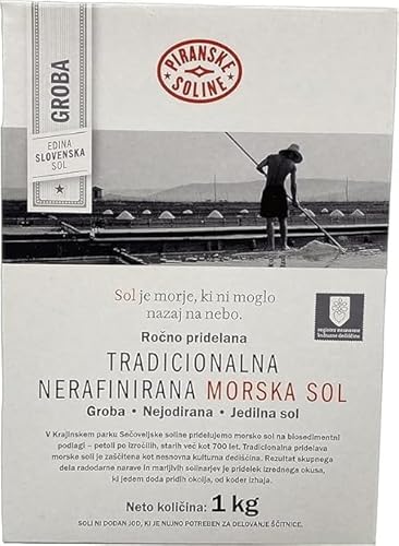 Traditionelles grobes, nicht jodiertes, unraffiniertes Meersalz (1-kg-Beutel) – rein organisches und unraffiniertes Meersalz – gut zum Kochen und Speisesalz (35 Unzen) (1) von SORINA