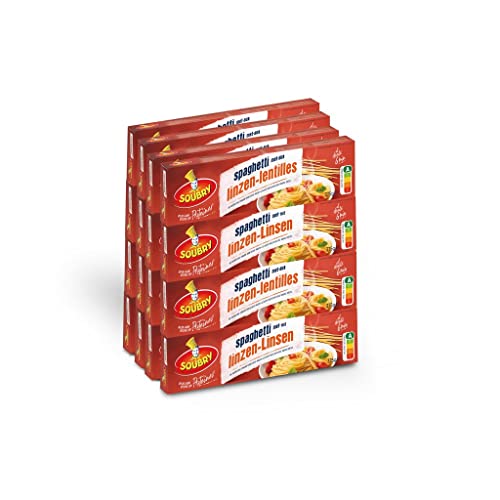SOUBRY Al Dente Linsen Spaghetti, Linsennudeln, reich an Protein, Nudeln aus Hülsenfrüchten als Großpackung, Lebensmittel für jeden Tag, Nudeln & Pasta Multipack, 16 Packungen (16 x 375g) von SOUBRY