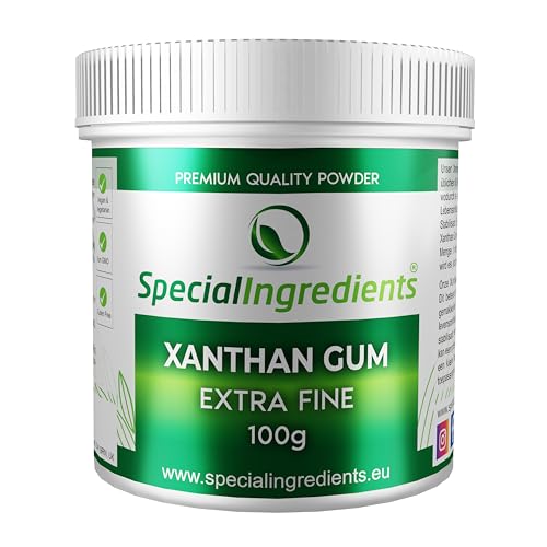 XANTHAN 100g EXTRAFEINE PULVER HÖCHSTER LEBENSMITTEL QUALITÄT – GLUTENFREI, NON GMO (DEUTSCHE ETIKETTEN UND ANLEITUNGEN) von SPECIAL INGREDIENTS LTD