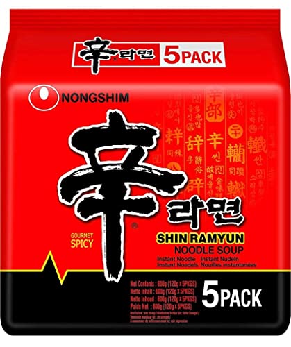 SPICEHUB Nongshim Shin Ramyun 120 g (10 Stück) Instant Korean Style Traditional Spicy Noodle Soup Family Pack - Excellent for Snacking, Suppen, Or As A Quick Side Dish von SPICEHUB