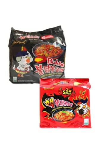 SPICEHUB Samyang Hot Chicken Ramen Nudeln, 140 g, 5 Stück, 2 x würzige und 5 x heiße Hühnernudeln, insgesamt 10 Stück von SPICEHUB