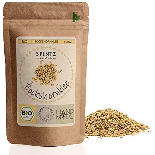 SPINTZ® 1000g Bio Bockshornklee Saat ganz - Bockshornkleesamen - Bockshorn Samen - vegan - 100% natürlich und ohne Zusätze | plastikfrei verpackt (1000) von SPINTZ