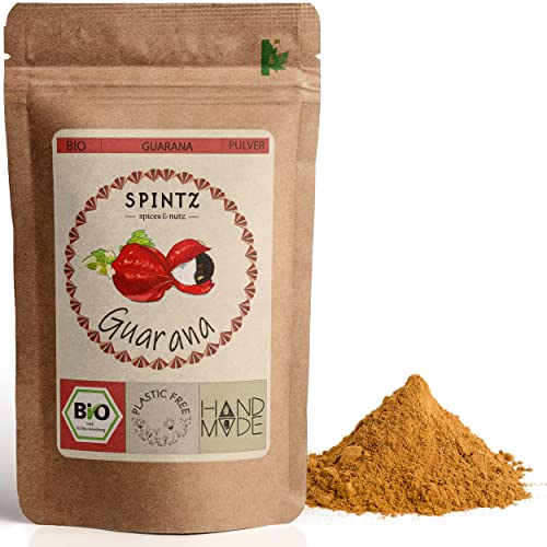 SPINTZ® 1000g Bio Guarana Pulver - Pulver für Guarana Getränk - Guarana Pulver Bio – natürliches Guarana Koffeinpulver hochdosiert - Vegan - plastikfrei verpackt von SPINTZ