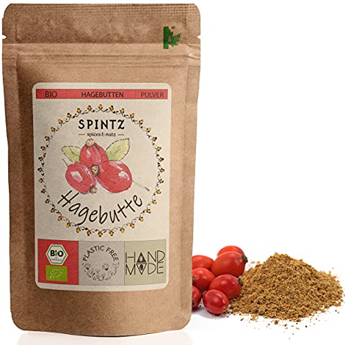 SPINTZ 1000g Bio Hagebuttenpulver - Hagebutte gemahlen - Hagebutten Pulver aus biologischem Anbau - vegan vegetarisch - natürliches Gewürz ohne Zusätze | per Hand abgefüllt und plastikfrei verpackt von SPINTZ