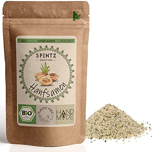 SPINTZ 250g Bio Hanfsamen geschält - ganze Hanfsaat aus kontrolliert biologischem Anbau - vegane Hanf Samen - Superfood mit hohem Proteingehalt - natürlich, ohne Zusätze | plastikfrei verpackt von SPINTZ