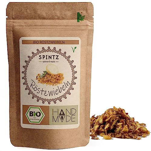 SPINTZ Bio Röstzwiebeln 1000g - dänische Art - knusprige geröstete Zwiebeln | extra knusprige Roestzwiebeln | im wiederverschließbaren CO² neutralen Aromaschutzbeutel von SPINTZ