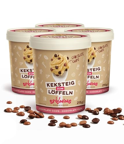 Original Spooning Cookie Dough Chocolate Chips, Keksteig zum Löffeln, Keksteigmischung, 4x 215g Original Spooning Cookie Dough Chocolate Chips, Keksteig zum Löffeln, Keksteigmischung, 4x 215g von SPOONING Cookie Dough