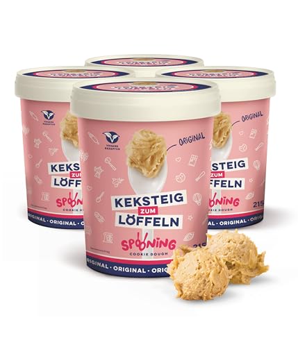 Original Spooning Cookie Dough Classic, Keksteig zum Löffeln, Keksteigmischung, 4x 215g, VEGAN von SPOONING Cookie Dough