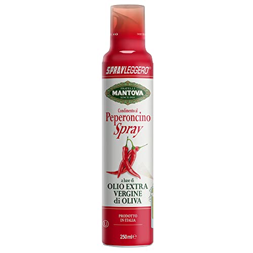 SPRAYLEGGERO Natives Olivenöl Extra Aromatisiert mit Chili 250 ml - durch die Praktische Sprühflasche Können Sie bis zu 90 % des Öls Einsparen von SPRAYLEGGERO