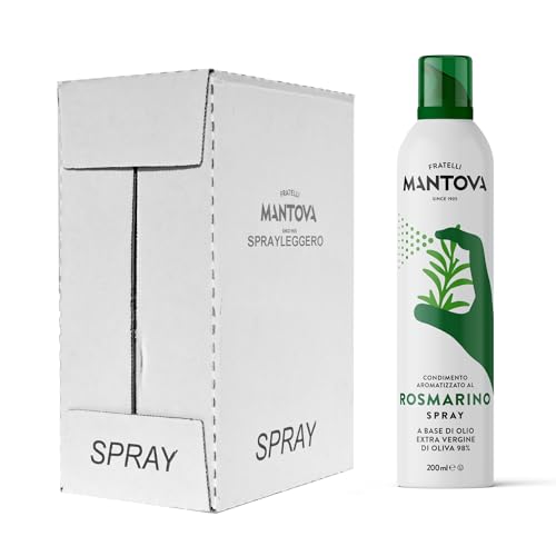 SPRAYLEGGERO Natives Olivenöl Extra Aromatisiert mit Rosmarin 6x200 ml - durch die Praktische Sprühflasche Können Sie bis zu 90 % des Öls Einsparen von SPRAYLEGGERO