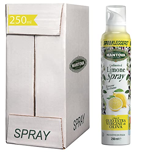 SPRAYLEGGERO Natives Olivenöl Extra Aromatisiert mit Zitrone 6X250 ml - durch die Praktische Sprühflasche Können Sie bis zu 90 % des Öls Einsparen von SPRAYLEGGERO